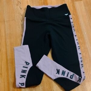 PINK Victoria's Secret YOGA Black and Pink Leggings Size S